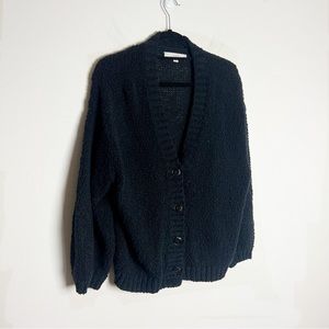 Loft Balloon Sleeve Nubby Loose Knit Button Up Cardigan Sweater